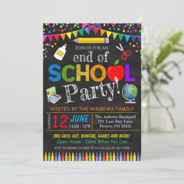 Invitation Fin de l'invitation de la fête scolaire (Debout devant)