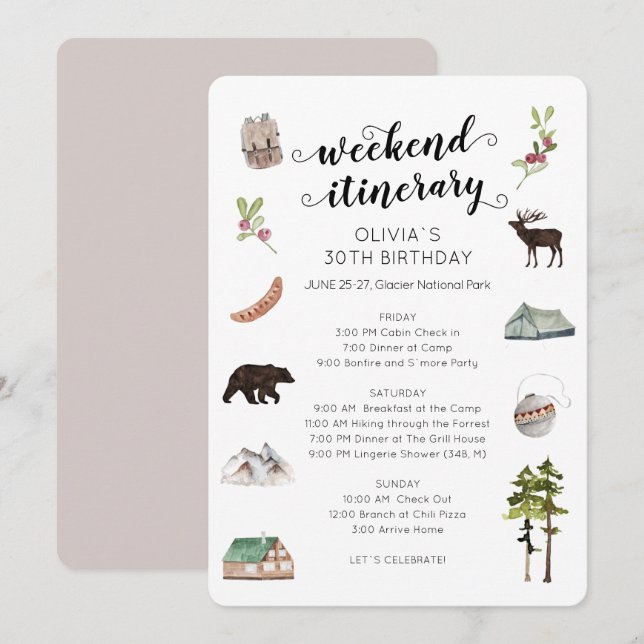 Invitation Fin de semaine aquarelle dans l'histoire des bois (Devant / Derrière)