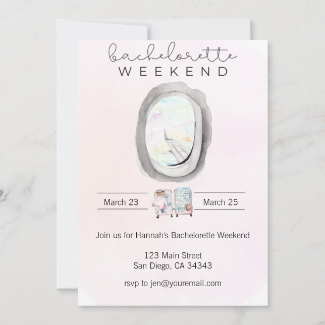 Invitation Fin de semaine de bachelorette aquarelle (Devant)