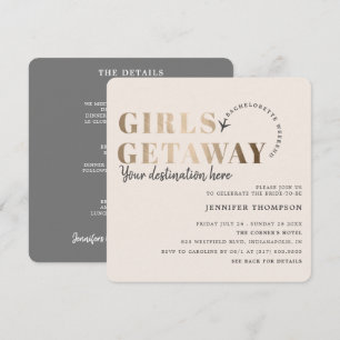 Invitation Fin de semaine de bachelorette de getaway Taupe & 