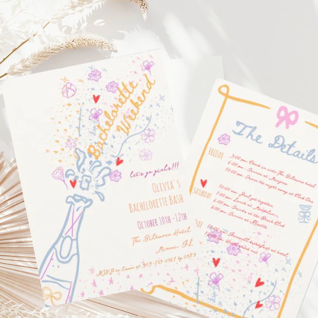 Invitation Fin de semaine de bachelorette florale tirée à la  (Créateur téléchargé)