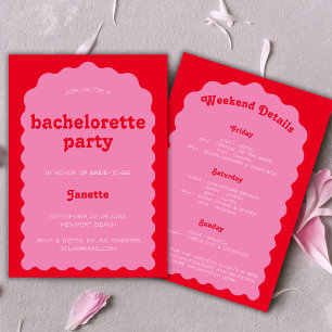 Invitation Fin De Semaine De Bachelorette Rouge Et Rose gras