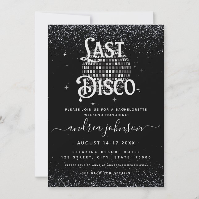 Invitation Fin de semaine de la discothèque Dernière des anné (Devant)