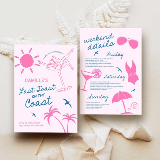 Invitation Fin de semaine de la licence côtière tirée à la ma (Hand Drawn Coastal Bachelorette Weekend)