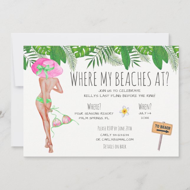 Invitation Fin de semaine de la plage de Bachelorette  (Devant)