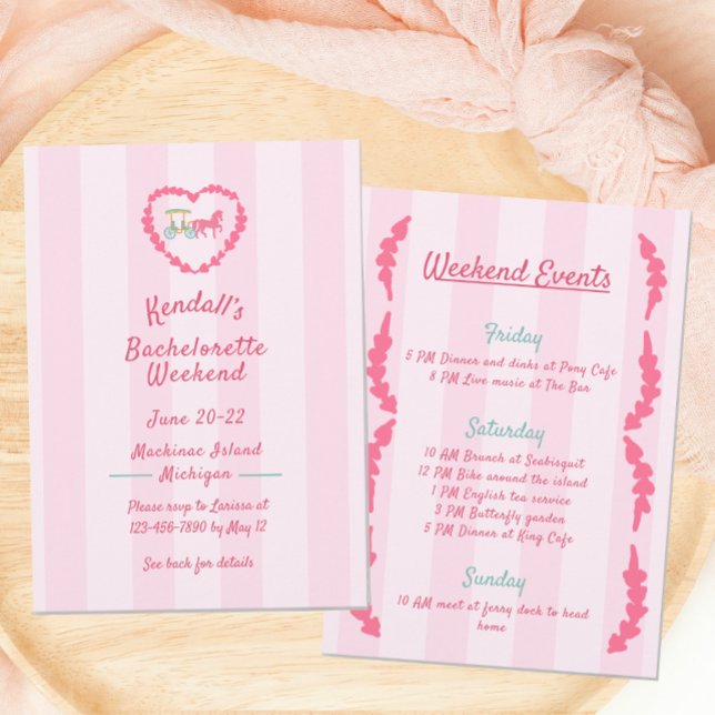 Invitation Fin de semaine de l'île Mackinac Pink Bachelorette (Créateur téléchargé)