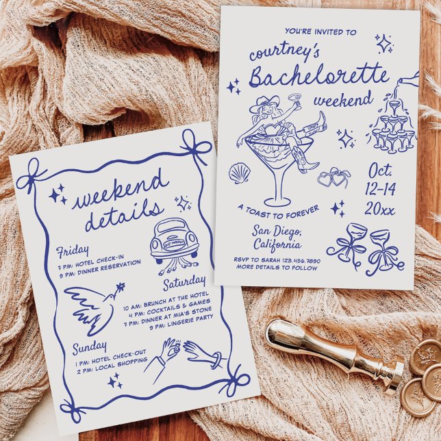Invitation Fin de semaine du bachelorette pour fille à main t (Créateur téléchargé)