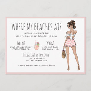 Invitation Fin de semaine du Brunette Bachelorette Beach Part