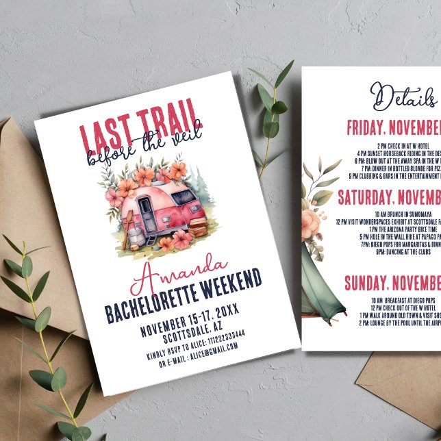 Invitation Fin de semaine du Dernier Trail Bachelorette Party (Créateur téléchargé)