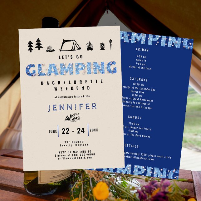 Invitation Fin de semaine du glamping Denim Diamonds Fun Bach (Créateur téléchargé)
