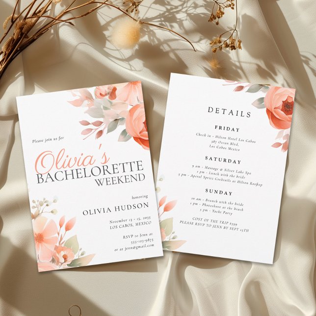 Invitation Fin de semaine élégante de la Bachelorette Florale (Créateur téléchargé)