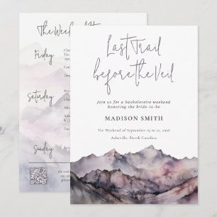 Invitation Fin de semaine illustrée de bachelorette rose Moun
