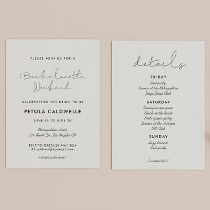 Invitation Fin de semaine minimaliste de bachelorette manuscr