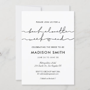 Invitation Fin de semaine minimaliste de Bachelorette moderne