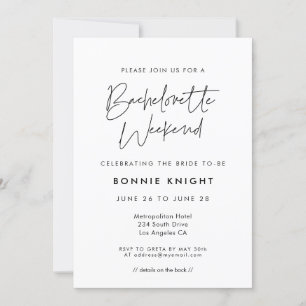 Invitation Fin de semaine minimaliste moderne de Bachelorette