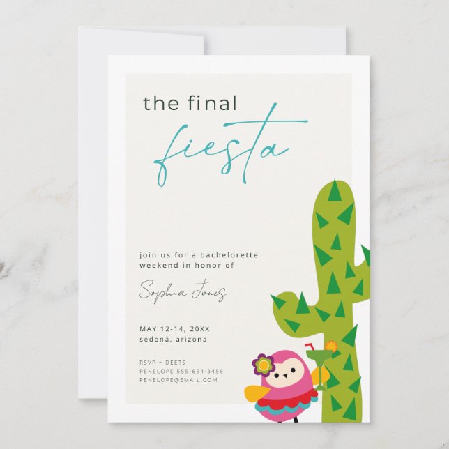 Invitation finale Fiesta Bachelorette Party (Devant)