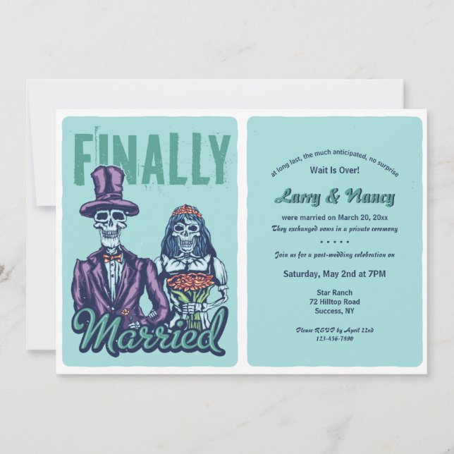 Invitation Finalement Marié Après Mariage Réception Invitatio (Devant)