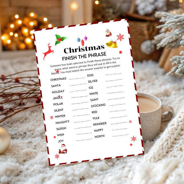 Invitation Finish The phrase Christmas Party game card (Créateur téléchargé)