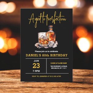 Invitation Finition Parfaite Hommes 80 ans Whisky Anniversair