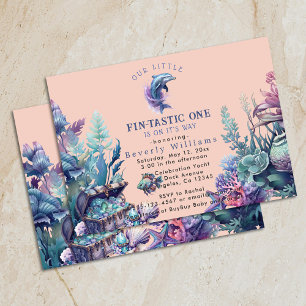 Invitation Fintastic One moderne Rustic Watercolor Baby showe