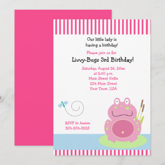 Invitation Fiona la Grenouille rose Fille Anniversaire Invita