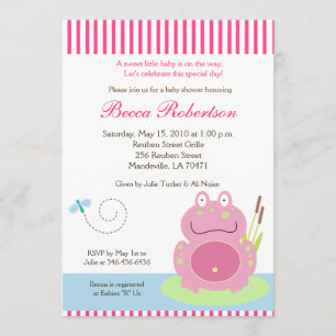 Invitation Fiona le Baby shower de grenouille de l'étang 5x7 