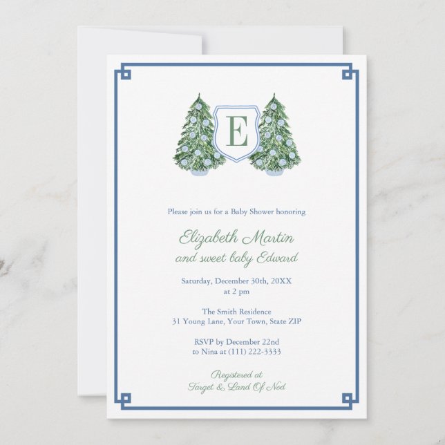 Invitation Fir Tree Ginger Jar Ornements Baby shower de vacan (Devant)