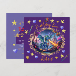 Invitation Fire Breathing Dragon Royal Prince Birthday