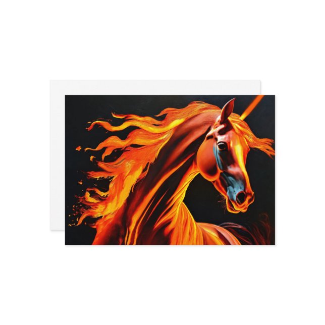 Invitation fire horse, horse, animals, flame, fire (Devant/Arrière en situation)