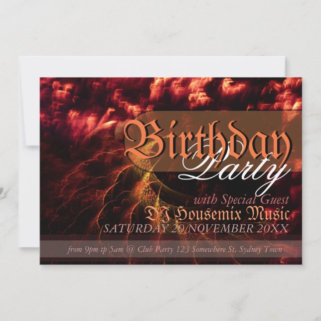 Invitation Fire Passion Waves Anniversaire Fête Art Invitatio (Devant)
