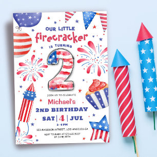 Invitation Firecracker 4 Juillet 2 Anniversaire Patriotique C