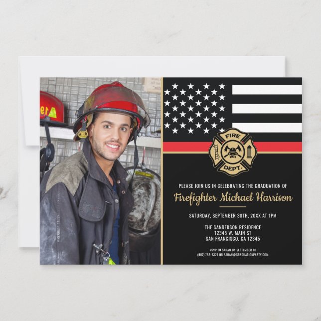 Invitation Firefighter Fire Academy Graduation Fireman Photo (Devant)