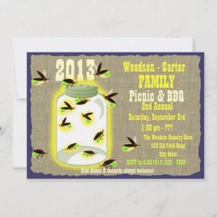 Invitation Fireflies de la famille Jar Réunion BBQ Pique-niqu