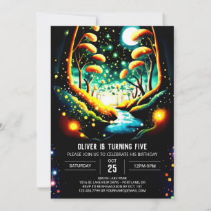 Invitation Fireflies Magique Woodland Voyage Anniversaire