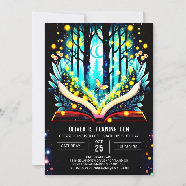 Invitation Fireflies numériques modernes Anniversaire (Devant)