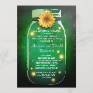 Invitation Fireflies & Rustic Mason Jar Anniversaire Whimsica