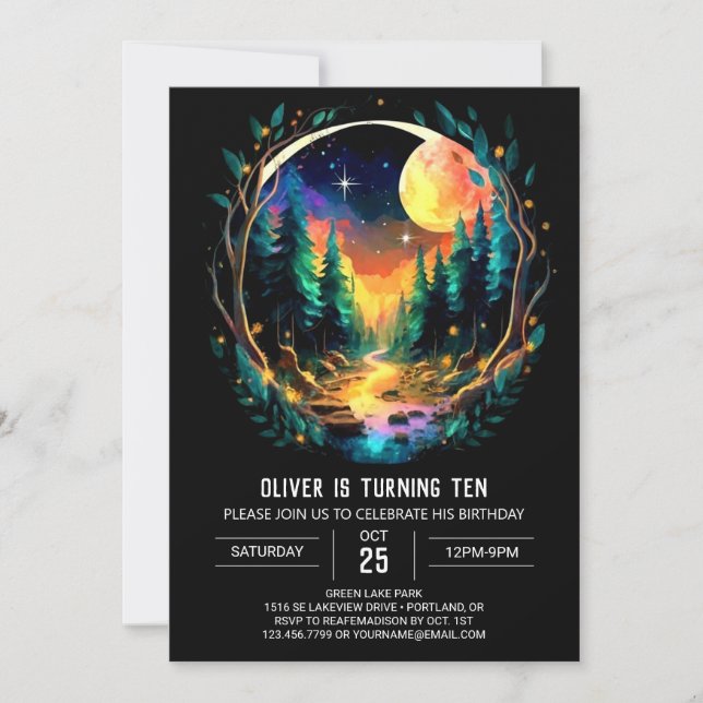 Invitation Fireflies Woods Magique Anniversaire (Devant)