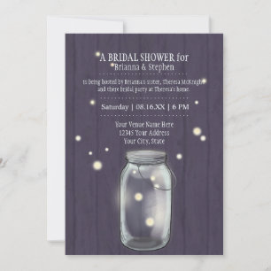Invitation Firefly Mason Jar Rustic Country Couples Douche
