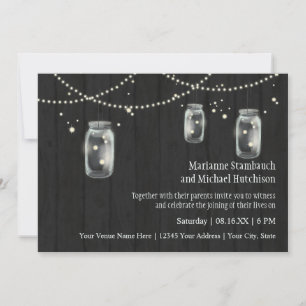 Invitation Firefly Mason Jar Rustic Country Mariages de nuit