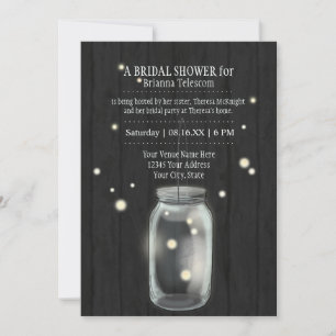 Invitation Firefly Mason Jar Rustic Country Mariages de nuit