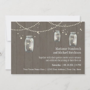 Invitation Firefly Mason Jar Rustic Country Mariages de nuit