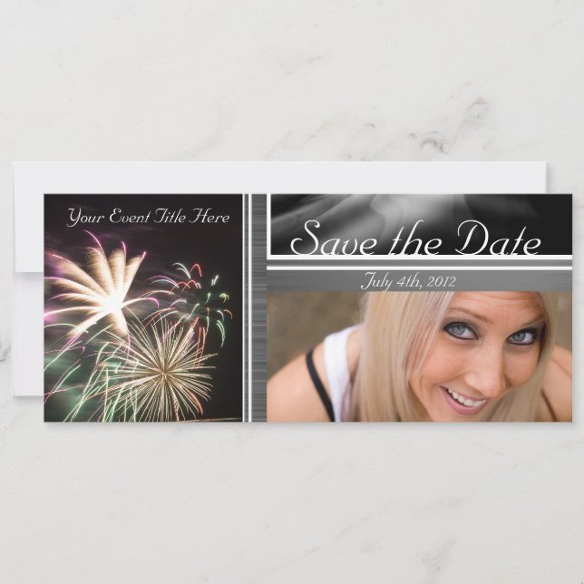 Invitation Fireworks personnalisé Enregistrer la date (Devant)