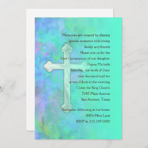 Invitation First Communion Abstract with Cross