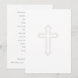Invitation First Communion "Embossed" Cross