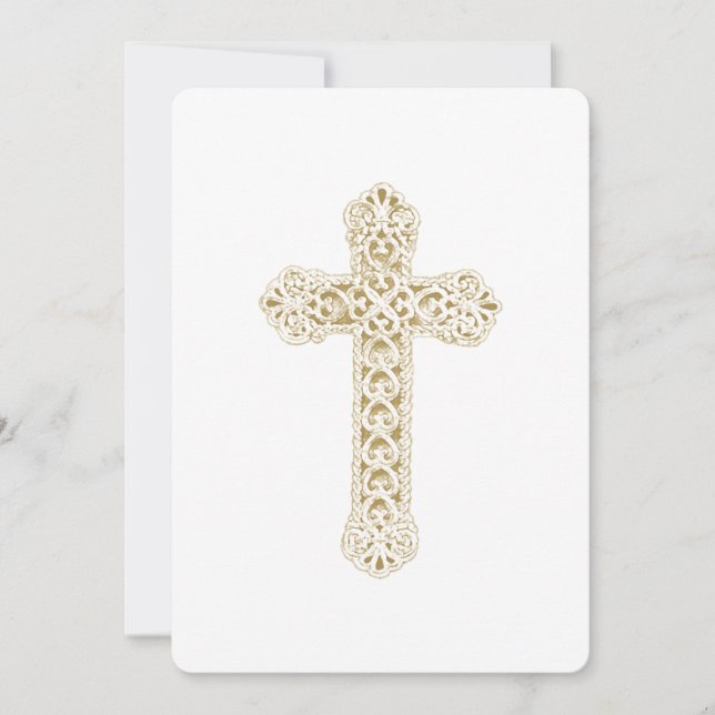 Invitation First Communion Ornate Cross (Front)