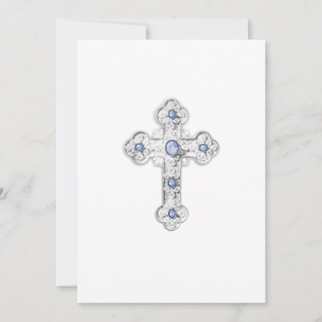 Invitation First Communion Ornate Silver Cross (Front)