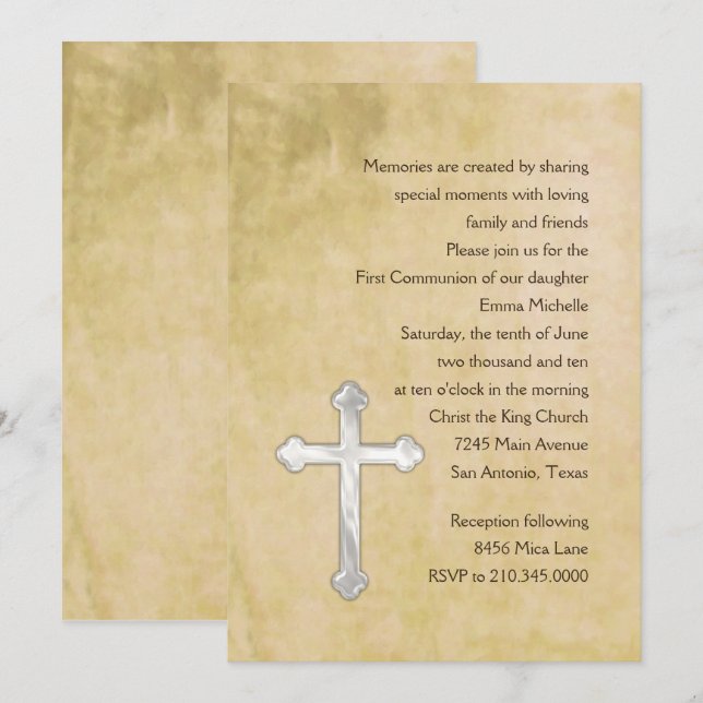 Invitation First Communion Watercolor (Front/Back)