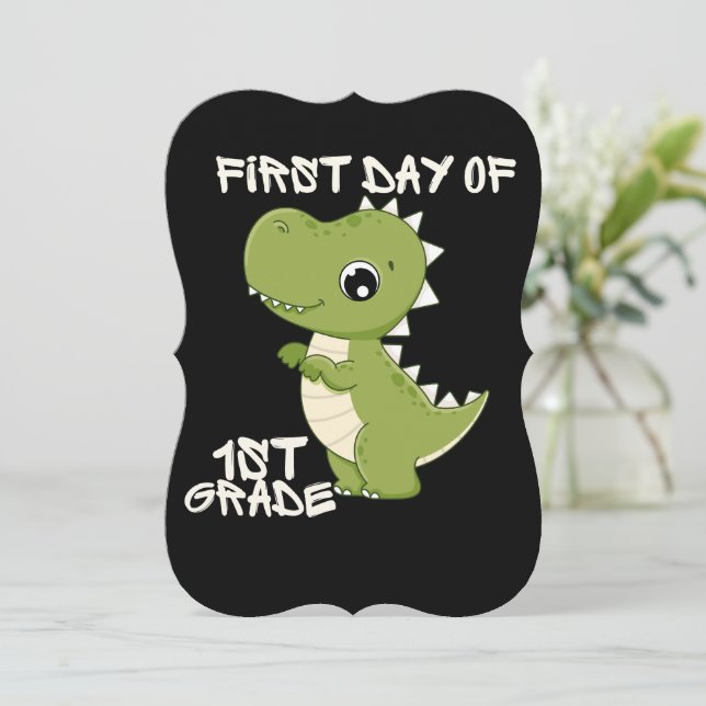 Invitation first day of school, first day of first grade (Debout devant)