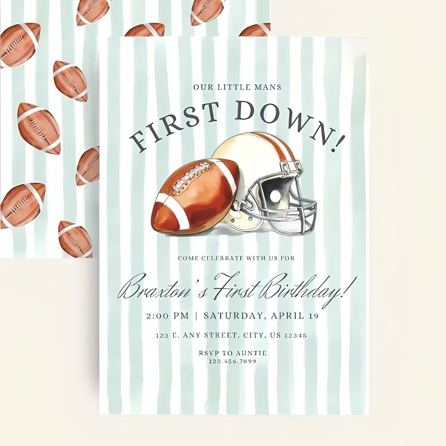 Invitation First Down Birthday Evite, Editable Football Invit (Créateur téléchargé)