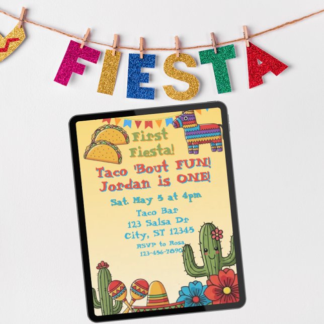 Invitation First Fiesta, Taco 'Bout One, 1st Birthday (Créateur téléchargé)